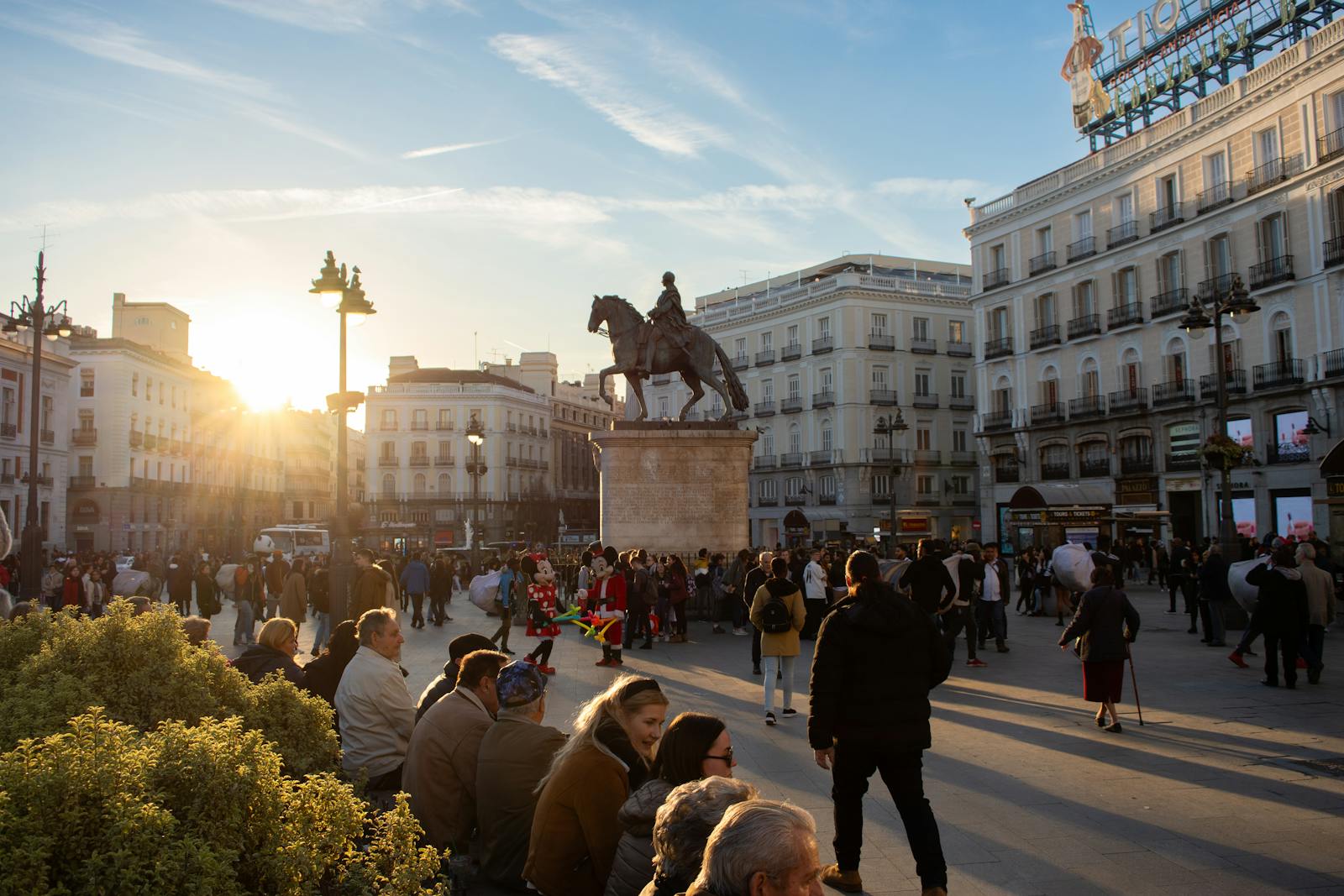 Plaza del Sol in Madrid at Sunset